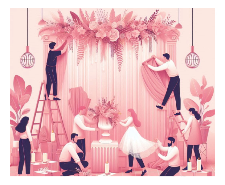 Installer et démonter la décoration d'un mariage chez ECLOSIONFLORALE